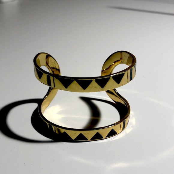 House of Harlow 1960 Jewelry - House of Harlow 1960 Gold & Black Cuff Bracelet